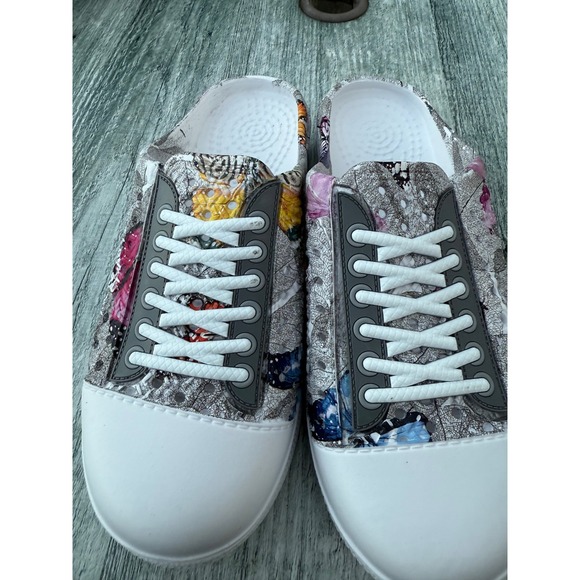 Garden Clogs Women Mules Nurses Shoes Slip On Floral Grey Size 41 - Picture 1 of 6